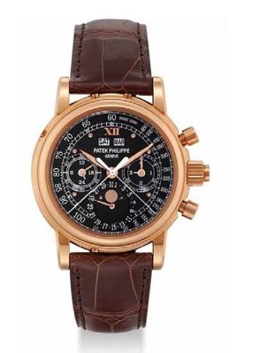 Cheapest Patek Philippe Perpetual Calendar Split Seconds Chronograph 5004 Watches Prcies Replica 5004R-Black Red Gold